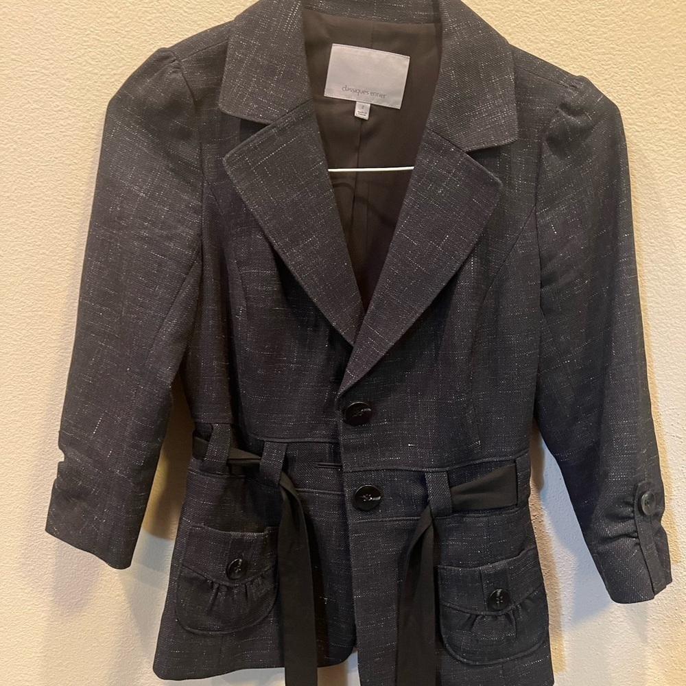 Classiques Entier Women’s Two Button Single Breasted Skirt Suit Gray Black